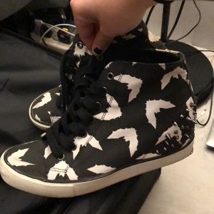 Spiked Bat Printed Wedge Sneakers